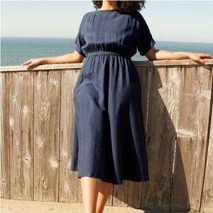 Curator SF Ella linen midi dress army green sz L